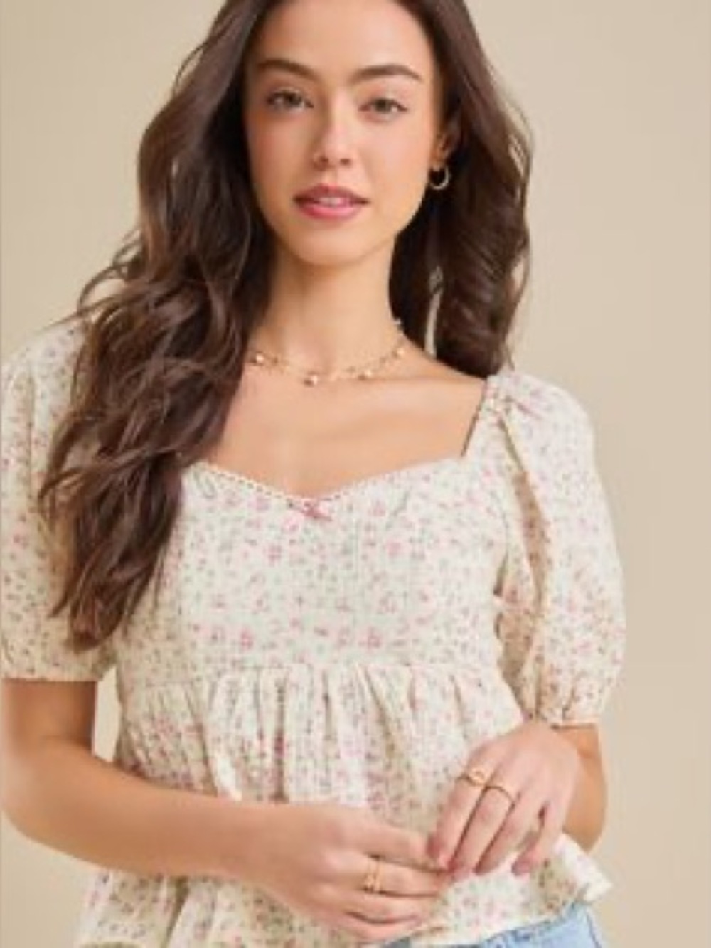 Altar’d State Harriet Floral Babydoll Top Size XL